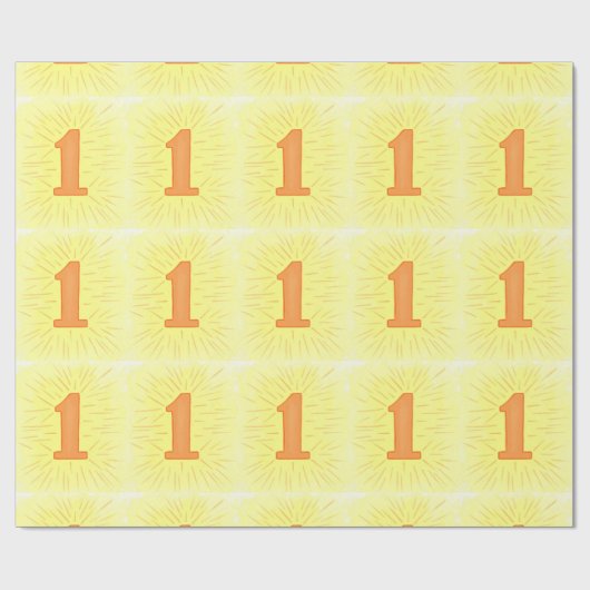 1e verjaardag Sinaasappel nummer één inpakpapier (Vlak)