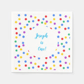 1e Verjaardag Sjabloon Kleurrijke Confetti Stippen Servet (Voorkant)