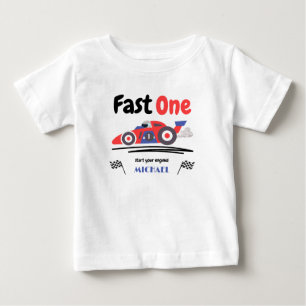 1e Verjaardag Snel Eén Rood Blauw Raceauto