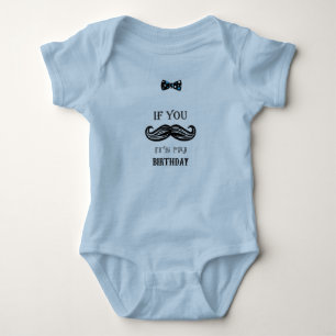 1e Verjaardag - Snor - Klein Man - Baby Boy Romper