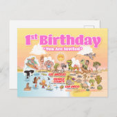 1e verjaardag SoCal Aankondigingskaart (Voorkant / Achterkant)