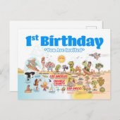 1e verjaardag SoCal Aankondigingskaart (Voorkant / Achterkant)