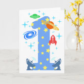 1e verjaardag Space Boy Verjaardag Kaart (Gele Bloem)