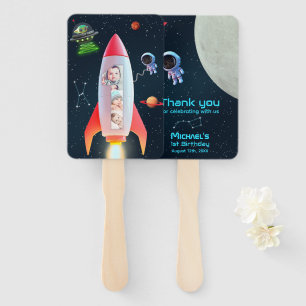 1e verjaardag Space Rocket Enorme dank je Handwaaier