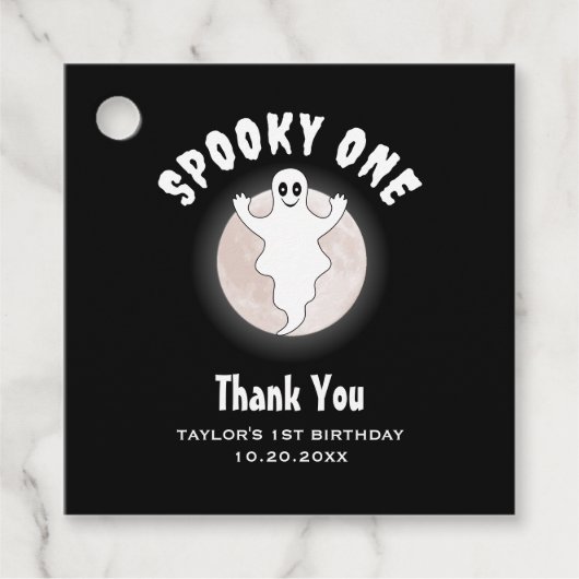 1e Verjaardag Spooky One Fun Eerste Halloween Spoo Bedankjes Labels (Voorkant)