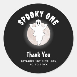 1e Verjaardag Spooky One Fun Eerste Halloween Spoo Ronde Sticker