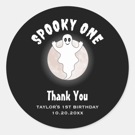 1e Verjaardag Spooky One Fun Eerste Halloween Spoo Ronde Sticker (Voorkant)