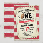 1e verjaardag Sport Football Ticket Rustiek Rood Kaart (Voorkant / Achterkant)