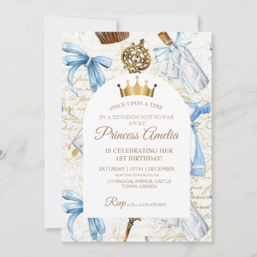 1e verjaardag sprookje prinses meisje verjaardag kaart (Voorkant)