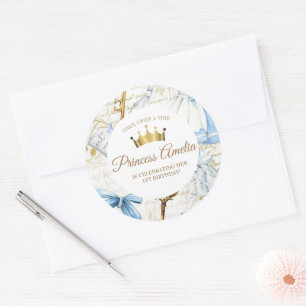 1e verjaardag sprookje prinses meisje verjaardag ronde sticker