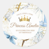 1e verjaardag Sprookjesprinses Meisjesachtige verj Ronde Sticker (Voorkant)