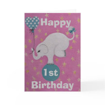 1e verjaardag Standaard, 5" x 7" Vouwkaart