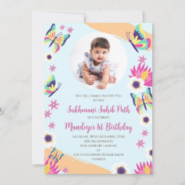 1e verjaardag Sukhmani Sahib pad invitatie Kaart