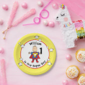 1e Verjaardag Super Boy Cartoon Schattigee Partij  Papieren Bordje (Feest)