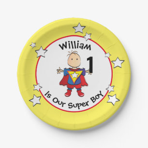 1e Verjaardag Super Boy Cartoon Schattigee Partij  Papieren Bordje