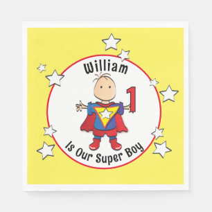 1e verjaardag Super Boy Cartoon Superheldenfeestje Servet