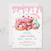 1e Verjaardag Sweet One Schattige Donut Roze Meisj Kaart (Voorkant)