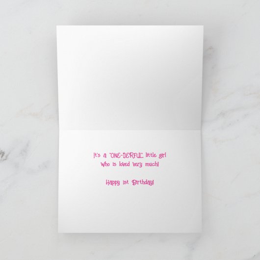 1e Verjaardag Sweet Pink Girl Angel Kaart (Binnen)