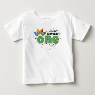 1e Verjaardag T-Shirt met Feest Petten en Confetti
