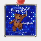 1e verjaardag Teddy Bear Keepomwille Metalen Ornament (Voorkant)