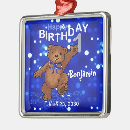 1e verjaardag Teddy Bear Keepomwille Metalen Ornament (Links)