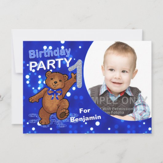 1e verjaardag Teddy Bears Party, Aangepaste foto Kaart (Voorkant)
