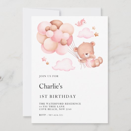 1e verjaardag, teddybeer kaart (Voorkant)