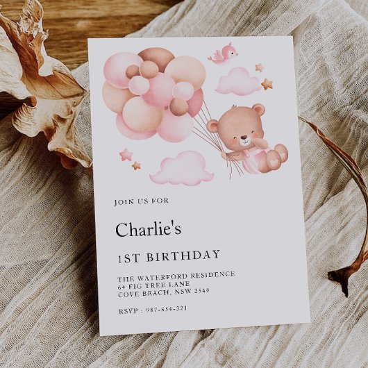 1e verjaardag, teddybeer kaart