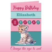 1e verjaardag toevoegen naam meisje schattig dier kaart