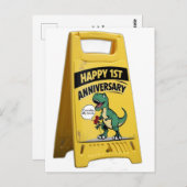 1e verjaardag Trex rode rozen geel plastic teken Briefkaart (Voorkant / Achterkant)