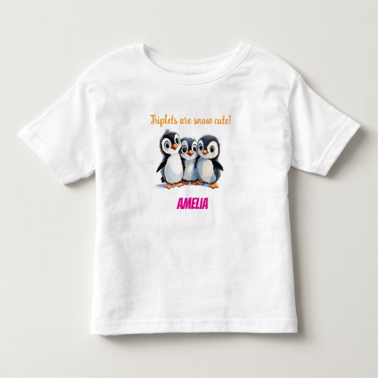 1e Verjaardag Triplets Gift, Pinguïns, Custom Kinder Shirts (Voorkant)