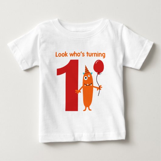 1e verjaardag Tshirt Cute Monster (Voorkant)