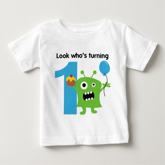 1e verjaardag Tshirt Cute Monster (Voorkant)