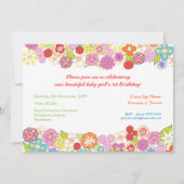 1e Verjaardag Tuin Feest Bloemen Foto uitnodiging (Achterkant)