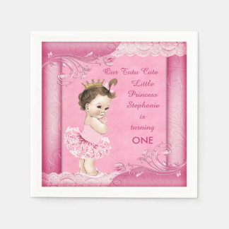 1e Verjaardag Tutu Schattige Brunette Prinses Faux Servetten
