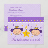 1e verjaardag Twincess Invitation Briefkaart (Voorkant / Achterkant)