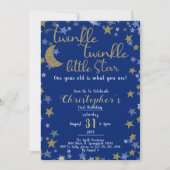 1e Verjaardag Twinkle Little Star Gold Boy Kaart (Voorkant)