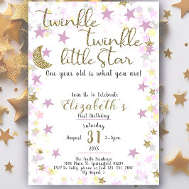 1e Verjaardag Twinkle Little Star Gold Girl Kaart