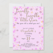 1e Verjaardag Twinkle Little Star Pink Girl Kaart (Voorkant)