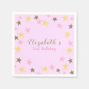 1e Verjaardag Twinkle Little Star Pink Girl Servet