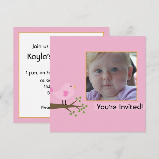 1e verjaardag uitnodiging (Voorkant / Achterkant)