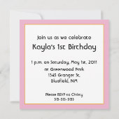 1e verjaardag uitnodiging (Achterkant)