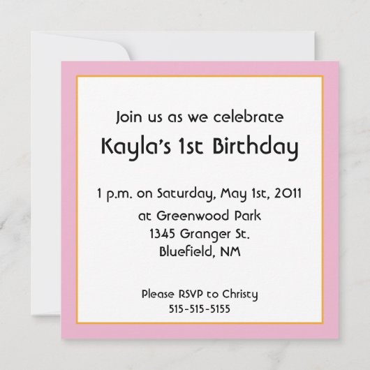 1e verjaardag uitnodiging (Achterkant)