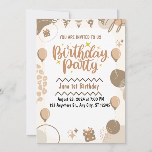 1e verjaardag uitnodiging (Voorkant)