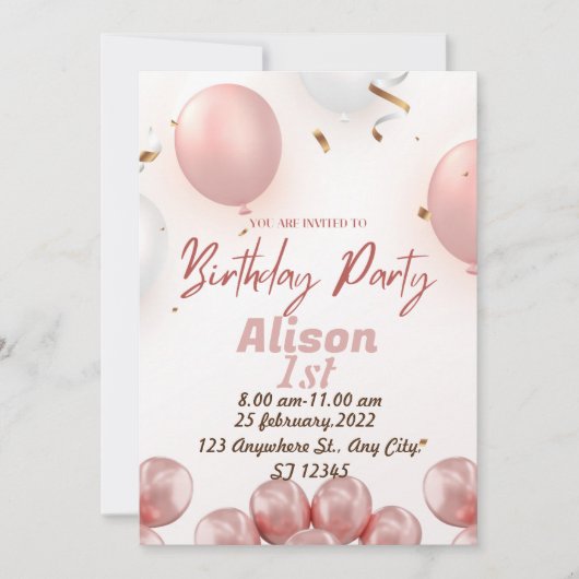 1e verjaardag uitnodiging (Voorkant)