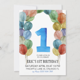 1e Verjaardag Uitnodiging, 1e Verjaardag Jongen, B Kaart