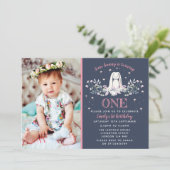 1e verjaardag uitnodiging - Bunny Design (Staand voorkant)