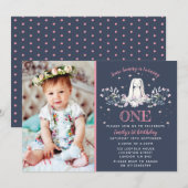 1e verjaardag uitnodiging - Bunny Design (Voorkant / Achterkant)