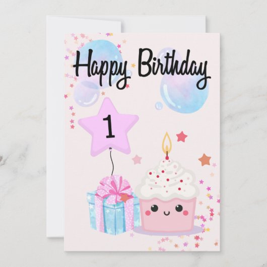 1e verjaardag - Uitnodiging - Feest (Voorkant)