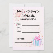 1e verjaardag - Uitnodiging - Feest (Achterkant)